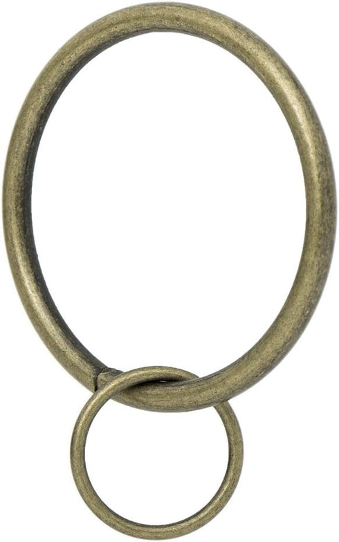 Ivilon Drapery Eyelet Curtain Rings - Set of 14, 2" Ring Loop for Hook Pins, Antique Brass