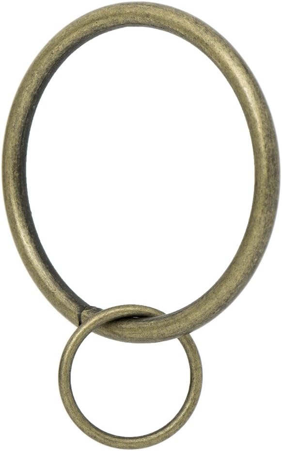 Ivilon Drapery Eyelet Curtain Rings - Set of 14, 2" Ring Loop for Hook Pins, Antique Brass