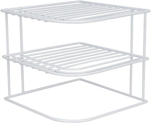 3-Tier Counter Home Basics Kitchen Corner Shelf and Cabinet Organizer Heavy Duty Wire Shelf in White