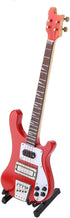 Red Miniature Bass Guitar Wood Replica Model Ornament - Adjustable Stand Mini Art Projects Christmas Gift