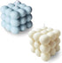 Bubble Candle Soy Wax Scented Cube Candle for Home Decor, Freesia and Bluebell Fragrance (White Blue)