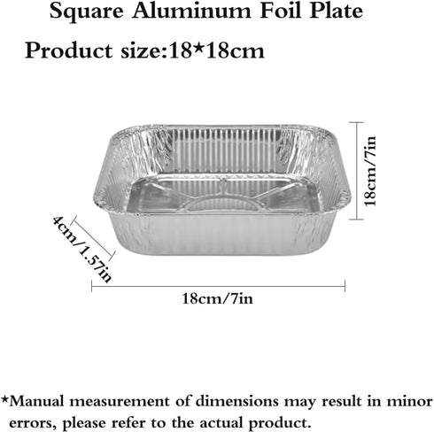 Non-Stick Disposable Air Fryer Aluminum Foil Liners Square 50PCS, Oil-Proof Aluminum Foil Tin Box Also for Steamer Basket Instant Pot Oven & Grill (7 * 7 Inch-Square)