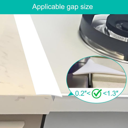 Stove Gap Covers, 2 Pack Kitchen Silicone Oven Gap Filler - 21 Inches Countertop Strips Guard, Easy to Clean (White)