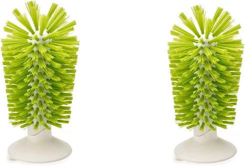 2PCS Glass Cleaning Brush with Suction Cup, Kitchen Bottle and Wine Cup Cleaner, Stable Washing for Cups, Mugs, Jugs -