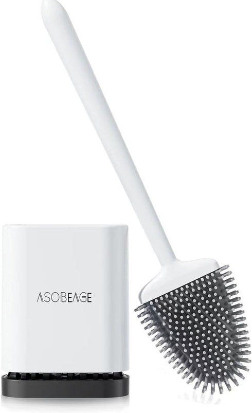 ASOBEAGE Deep Cleaner Toilet Brush, Silicone Toilet Brush with No-Slip Long Handle and Flexible Bristles, Quick Drying