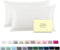 Silk Pillow Cases Set of 2 - Soft Breathable King Size Natural Mulberry Satin Silk Pillowcase with Hidden Zipper, Ivory
