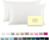 Silk Pillow Cases Set of 2 - Soft Breathable King Size Natural Mulberry Satin Silk Pillowcase with Hidden Zipper, Ivory