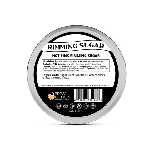 Rimming (4oz, 1x Brew Glitter - Neon Pink Sugar Bar Tin) Cocktail Garnish for Mixed Drinks & Refreshments