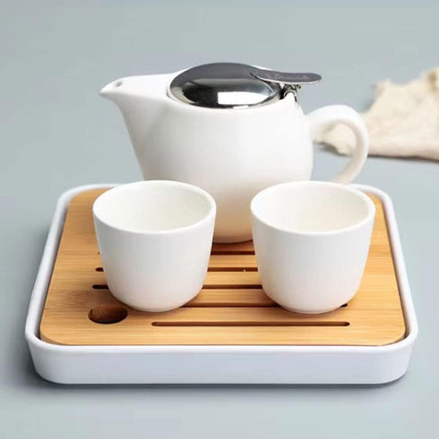Small Ceramic Teapot, 350ml/12.0oz with Stainless Steel Infuser for Loose Tea and Blooming Tea
