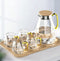 DUJUST Glass Pitcher Set (68 oz) with 4 Cups & 1 Tray,
