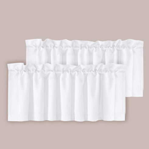 H.VERSAILTEX 2 Panels White Valance for Windows | Natural Blackout Curtains for Small Windows, 52" W x 18" L