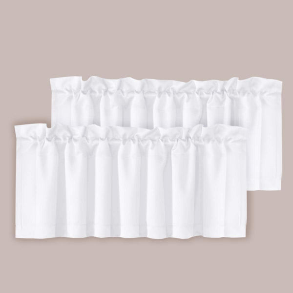 H.VERSAILTEX 2 Panels White Valance for Windows | Natural Blackout Curtains for Small Windows, 52" W x 18" L