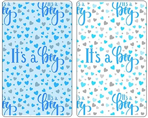 60 It's a Boy Blue Baby Shower Miniatures Candy Bar Wrapper and Stickers Decorations, Made in USA (Candy Not Included)