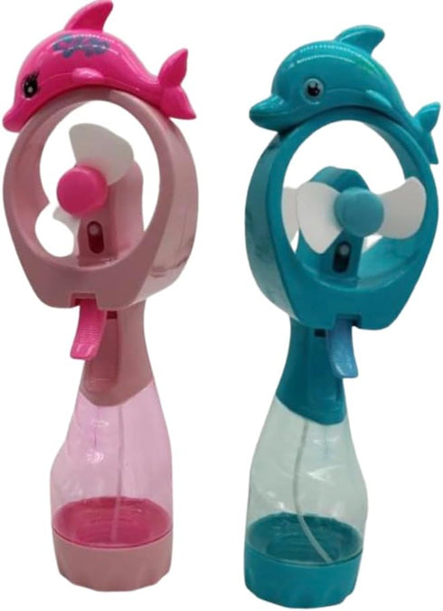 Dolphin Misting Spray Bottle Fan, Kids Personal Cooling Mist Handheld Humidifier, Set of 2