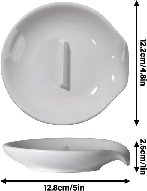 Egg Cracker & Spoon Holder - Ceramic Spoon Rest for Kitchen, Heat Resistant Utensil Rest for Countertop, Blue