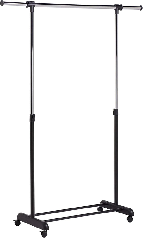 Honey-Can-Do Rolling Garment Rack with Adjustable Height and Width, Metal Clothes Rack,