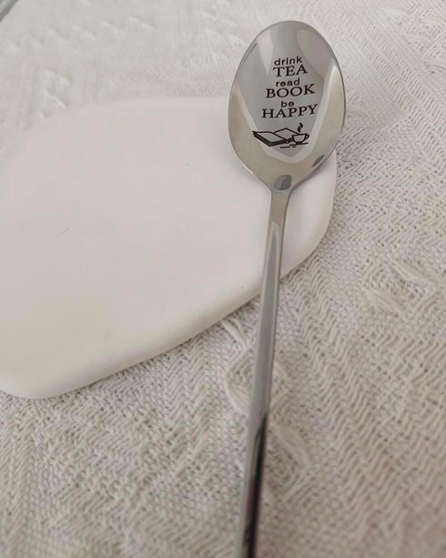 Tea Book Gifts Spoon for Women - Drink Tea Read Book Spoon for Daughter/Friends - Christmas/Birthday Gift