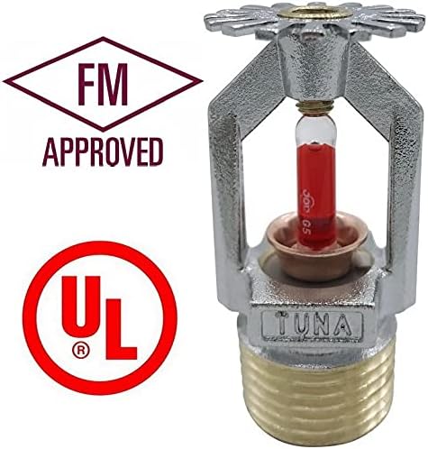 (2 Pack) 1/2 155F (68C) K=5.6 K80 FM Approved & UL/CUL Listed TUNA Fire Sprinkler Head Pendent Spray NPT Standard