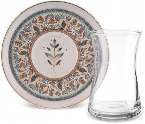12-Piece Set 6 KARACA Clara Multicolor Turkish Tea Glass & Saucer Elegant Multicolour Design for People