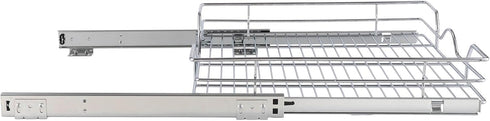OCG Pull Out Cabinet Organizer (20.75" W x 17" D), 1 Tier Pull Out Shelves, Chrome Finish Cabinet Slide Out Shelves for