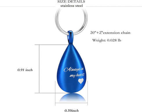Yinplsmemory Cremation Keychain for Ashes, Always In My Heart Urn Locket Memorial Keepsake