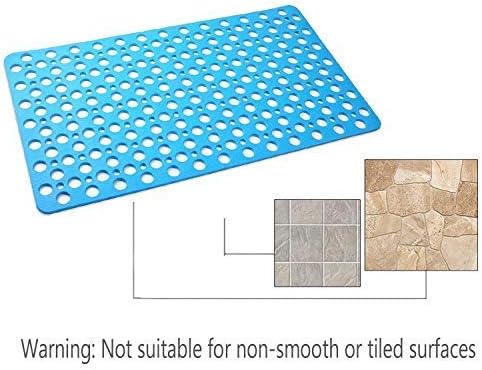 Nonslip Bathtub Mat - Extra Soft TPE Bath Mat for Kids, 30L x 17W Inch (Lake Blue)