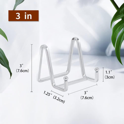 Plate Holder Easel Display Stand - 3 inch Metal Plate Stands for Display - Tabletop Picture Stand - Silver Iron Easels for Display Pictures | Photo Frames | Book | Decorative Plates | Plaque-1 Pack