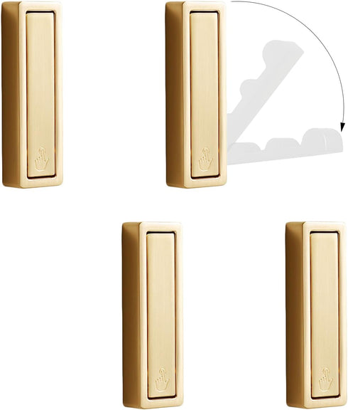 4Pcs Zinc Alloy Foldable Hooks, Wall Mount Bathroom Retractable Hooks for Hanging Clothes, Keys, Towels (Gold)