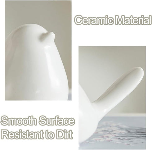 TSCVPJL Set 2 Ceramic Birds Figurines Home Decor, of White Birds Statue, Chubby Small Bird Figurines, Modern Style Bird