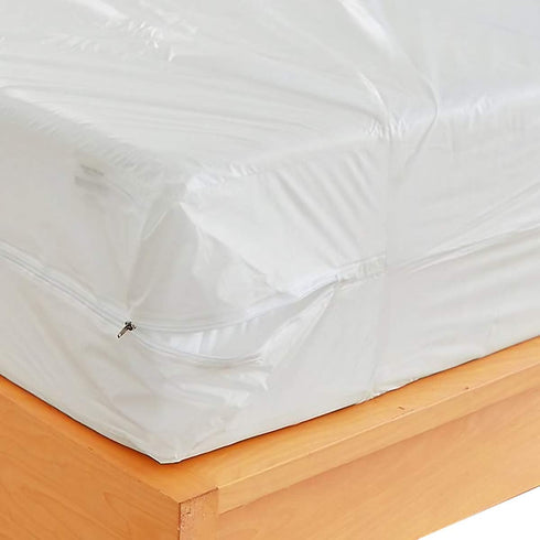 Waterproof Zippered Plastic Mattress Protector Encasement, Vinyl Mattress Bed Cover Proof (Twin Size)
