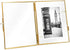 Isaac Jacobs 6x8 Antique Gold Floating Picture Frame, Vintage Style Brass and Glass, Tabletop Display with Locket
