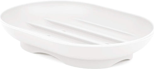 Anwenk Oval Shape Soap Dish, Bathroom Soap Holder with Drain Holes, Flexible Silicone White, 1 Pack