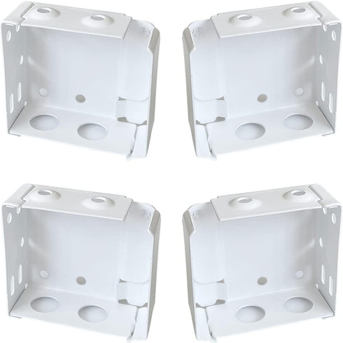 4pcs Box Mounting Bracket, 2 Sets for 2inch High Rail Venetian Blinds, White Color Head Track End Cover Holder