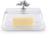 2-Piece Arthur Court Glass Butter Dish with Lid Metal Grape Knob | Classic Design Covered Butter Keeper | Covers