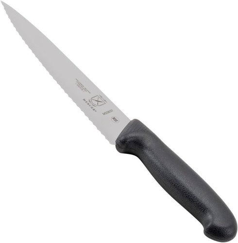 Mercer Culinary M23830 Millennia Chef's Knife, 7.5-Inch Wavy Edge, Black Handle