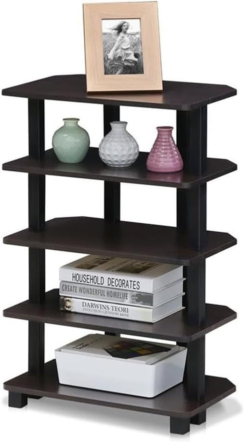 5-Tier Furinno Turn-N-Tube Storage Shelves, Book Shelf, Corner Shelf, Toolless Open Shelves, for Organization