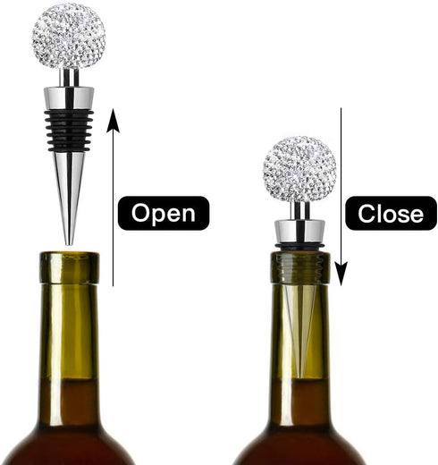 Soleebee Bling Decorative Wine Stoppers, Crystal Rhinestone Bottle Stoppers for Gifts and Parties