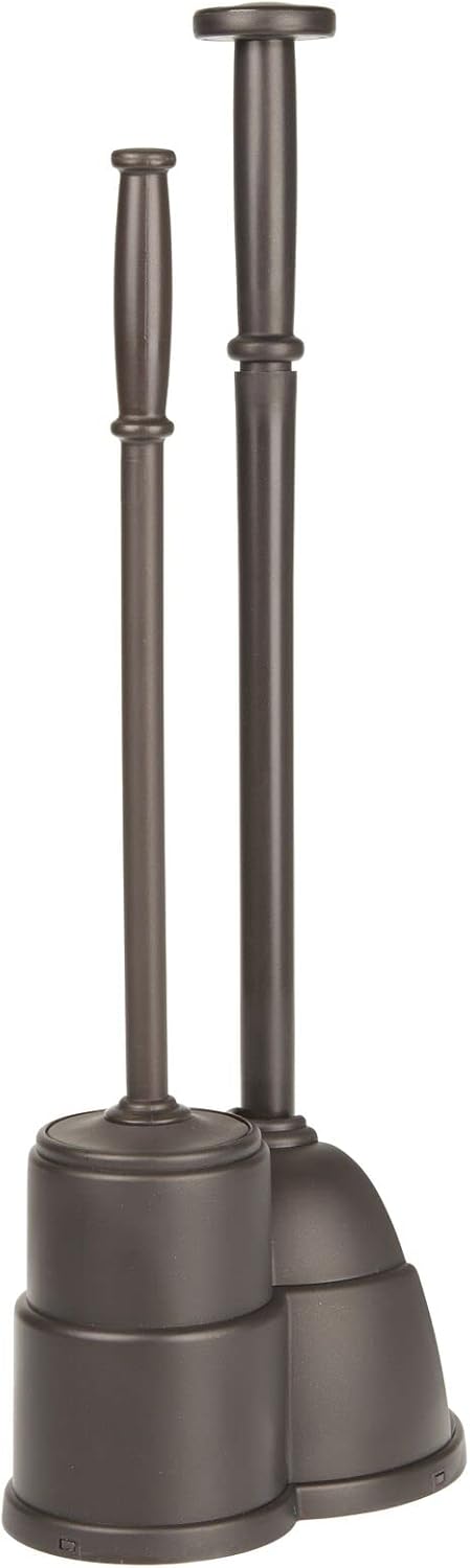 Set Set mDesign Plunger and Brush for Toilet Bowl - Hidden, Modern Toilet Brush and Plunger with Caddy - Brush Cleaner