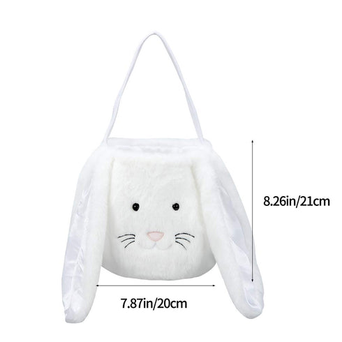 XinblueCo Plush Easter Bunny Basket with Long Ears, Personalized Egg Hunting Tote Bags for Easter Decorations