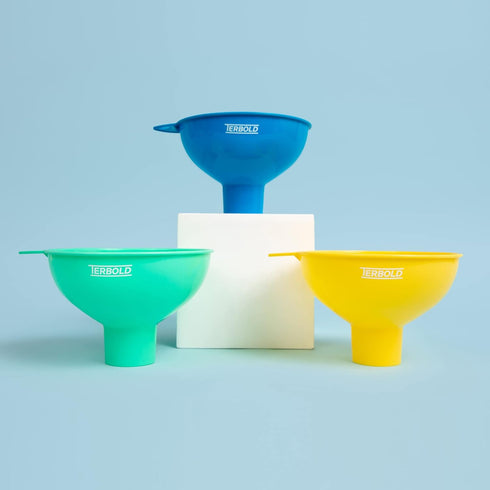 3pc Wide Mouth Canning Funnels - Large Spout Quick Fill Food Grade Plastic Funnels for Bottles and Mason Jars (Blue,