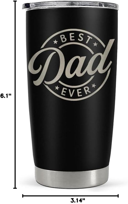 20oz SANDJEST Best Dad Ever Tumbler with Lid - Insulated Stainless Steel Cup- Coffee Mug for Sport Travel Office, Gift