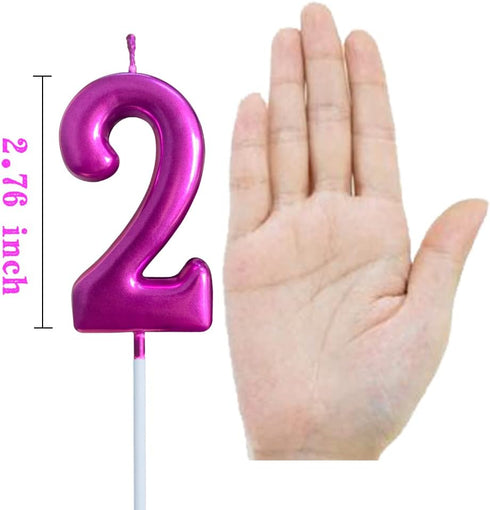 2nd Birthday Candle Number 2 Purple Happy Birthday Cake Topper Decoration for Party Kids Adults