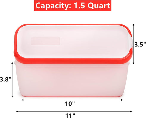 3 Pack 1.5 Frozen Peohud Ice Cream Containers, Quarts Ice Cream Tubs with Lids, Freezer Storage Container for Sorbet