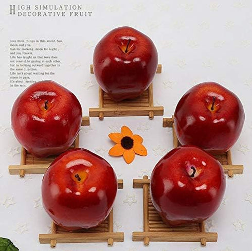 Yangshine 3 Pack Artificial Lifelike Simulation Apples Decorative Red Fruit for Home House Kitchen Thanksgiving