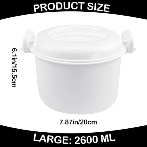 DOERDO Microwave Rice Cooker Round Microwave Food Container Vegetable Steamer Pot Microwave Cookware for Rice Chicken Pasta, 7.8x6.1 Inch by DOERDO DD
