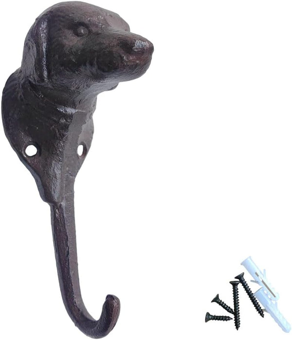 Vintage Heavy Duty Cast Iron Hooks, Decorative Dog Head Shaped Wall Hooks for Hanging Keys, Towels