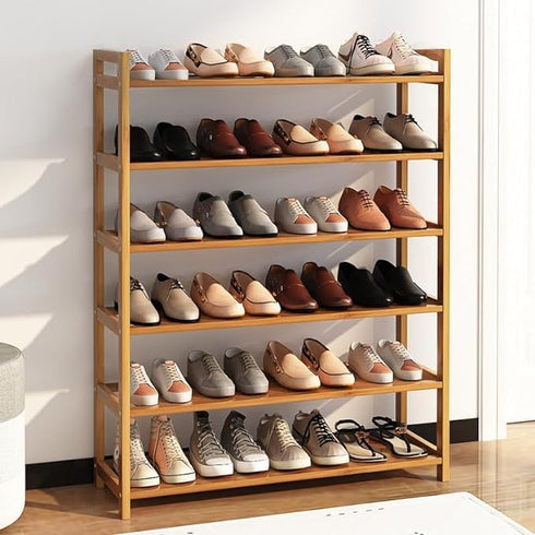 YABEY 6 (26.77 9.84 35.43)"(L Tiers Natural Bamboo Shoe Rack x x x W x H)