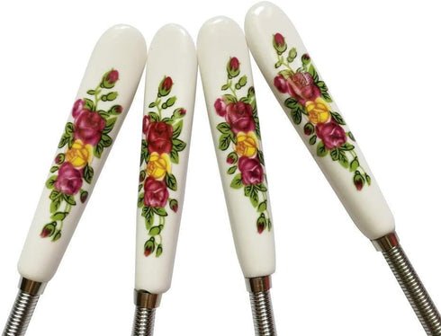 Verdental 4 Pieces 7 Inches Small Stainless Steel Whisks with Flower Shape Ceramic Handle, Tiny Balloon Whisk