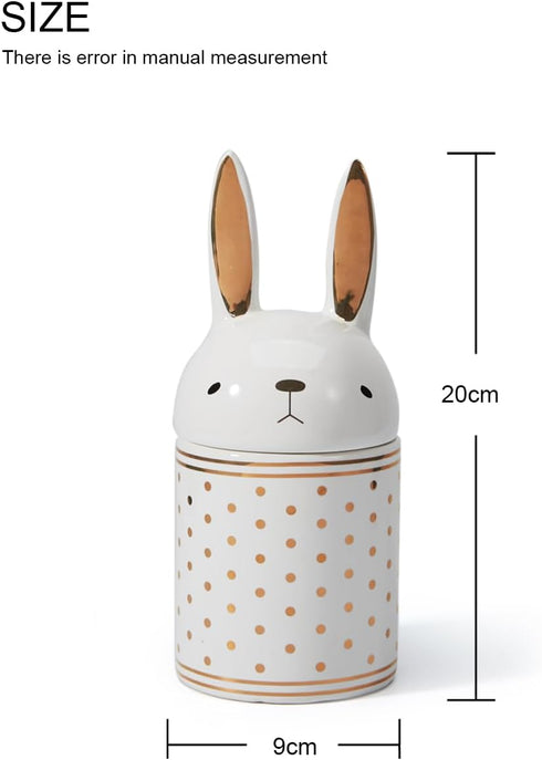HAUCOZE Rabbit Cookie Jar Decorative Candy Jar with Lid, Modern Ceramic 8.1inch