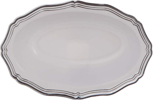 DecorLine Elegant Aristocrat Collection White/Silver Dessert Bowls (Pack of 10) - Unmatched Quality - Perfect for Dinner Parties & Special Occasions by Decorline
